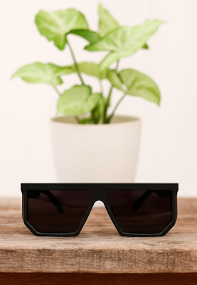 Suntork Shield, Over-sized, Rectangular, Wayfarer, Sports Sunglasses(For Men & Women, Grey)