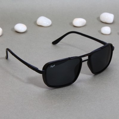 Resist Retro Square, Rectangular Sunglasses(For Men & Women, Black)