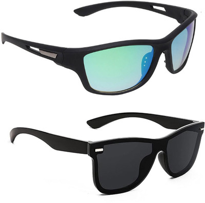 ELLIGATOR Wrap-around Sunglasses(For Men & Women, Green, Black)