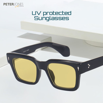 PETER JONES Retro Square Sunglasses(For Men & Women, Yellow)