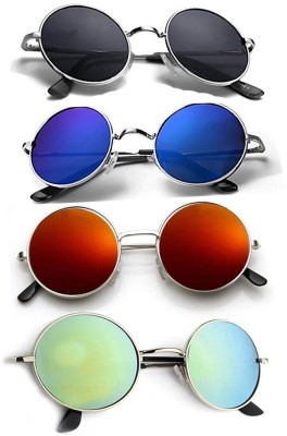 SRPM Round Sunglasses(For Men & Women, Black, Blue, Yellow, Green)