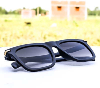 jiebo Retro Square Sunglasses(For Men, Black)