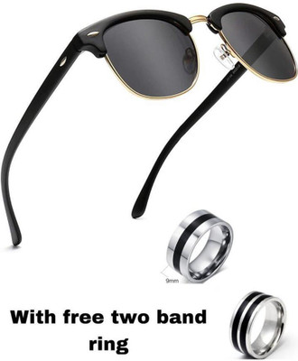 HUB CREATION Oval Sunglasses(For Men & Women, Black)