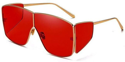 Augen Over-sized Sunglasses(For Men & Women, Red)