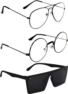 Whay Sports, Aviator, Round Sunglasses(For Men & Women, Black, Clear)