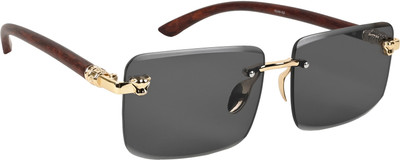 AISLIN Rectangular Sunglasses(For Men & Women, Black)