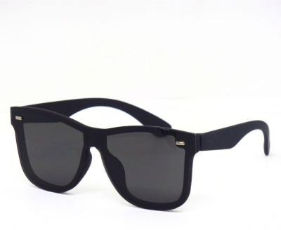 Grousale Retro Square Sunglasses(For Men & Women, Black)