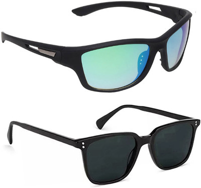 ELLIGATOR Wrap-around Sunglasses(For Men & Women, Green, Black)