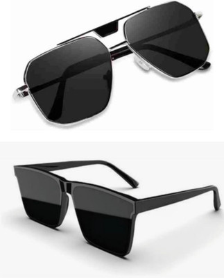 ARSunglasses Retro Square Sunglasses(For Men & Women, Black)