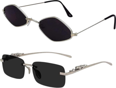 SPRING JUMP Cat-eye, Retro Square, Oval, Round Sunglasses(For Men & Women, Black)