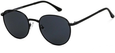 VINCENT CHASE by Lenskart Round Sunglasses(For Men & Women, Black)