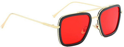 Butterthief Retro Square Sunglasses(For Boys & Girls, Red)