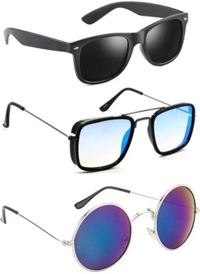 Whay Sports, Aviator, Round, Wayfarer, Wrap-around Sunglasses(For Men & Women, Black, Blue)