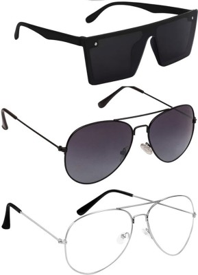 LAER Sports, Aviator Sunglasses(For Men & Women, Black, Clear)