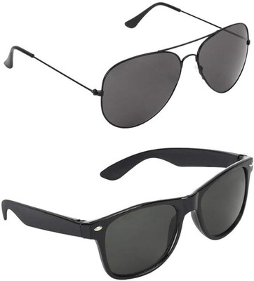 XTYLUSS Aviator, Wayfarer Sunglasses(For Men & Women, Black)