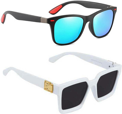 ELLIGATOR Retro Square, Sports, Wayfarer, Rectangular Sunglasses(For Men & Women, Blue, Black)