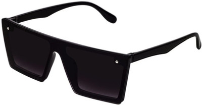 LENS LIBRARY Over-sized Sunglasses(For Men & Women, Black)