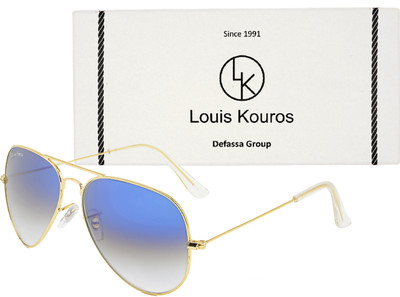 LOUIS KOUROS Aviator Sunglasses(For Men & Women, Blue, Clear)