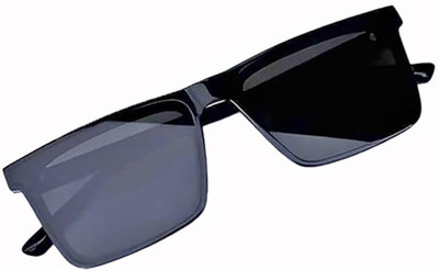 DKERAOD Retro Square, Wayfarer, Rectangular Sunglasses(For Men & Women, Black)