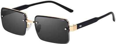 DKERAOD Rectangular, Retro Square Sunglasses(For Men & Women, Black)