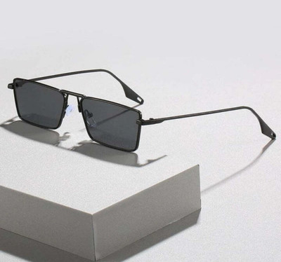 NIGAAH Retro Square, Rectangular Sunglasses(For Men & Women, Black)