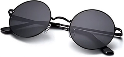 Glasso Aviator, Round, Wayfarer, Sports, Over-sized Sunglasses(For Men & Women, Black)