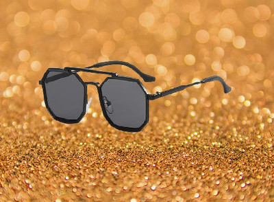 Super Debug Retro Square Sunglasses(For Men & Women, Black)