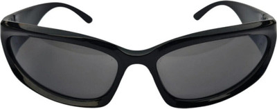 GlintandGlare Wrap-around Sunglasses(For Men & Women, Black)