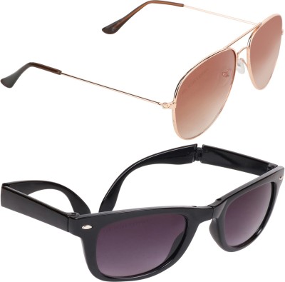 Aligatorr Wayfarer, Aviator Sunglasses(For Men & Women, Brown, Grey)