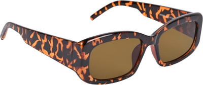 NuVew Rectangular Sunglasses(For Men & Women, Brown)