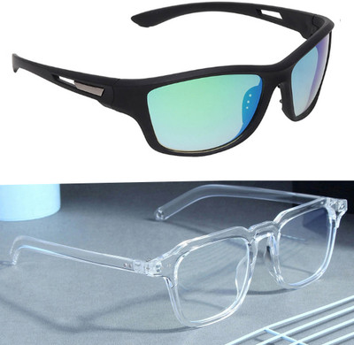 ELLIGATOR Wrap-around Sunglasses(For Men & Women, Green, Clear)