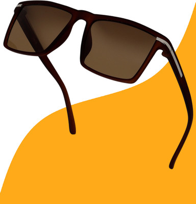 TheWhoop Rectangular Sunglasses(For Men & Women, Brown)