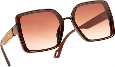 LeeMagni Retro Square, Rectangular, Over-sized Sunglasses(For Men & Women, Brown)