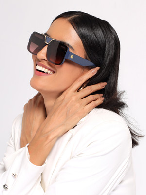 Hashtag eyewear Retro Square Sunglasses(For Women, Grey, Pink)