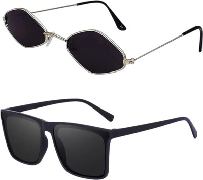 SpadeAces Cat-eye, Wayfarer Sunglasses(For Men & Women, Black)