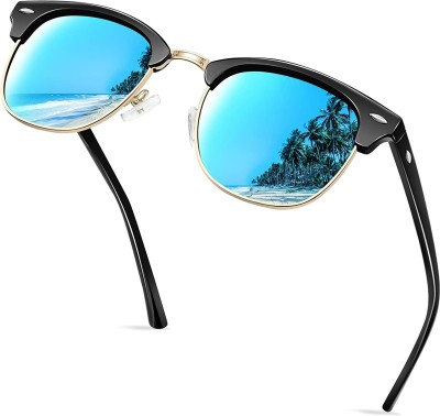 I REBEL Clubmaster, Aviator Sunglasses(For Men & Women, Blue)