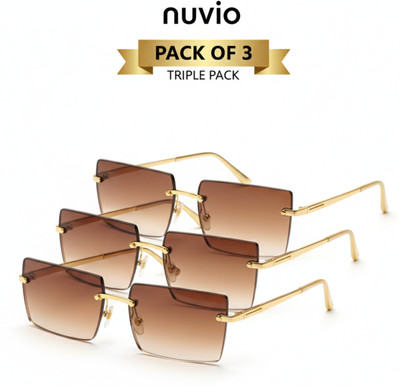 NUVIO Rectangular, Retro Square Sunglasses(For Men & Women, Brown)