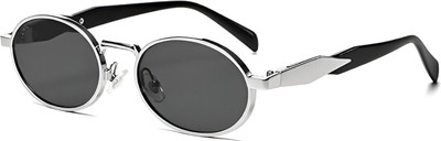 Sunglance Retro Square, Oval Sunglasses(For Men & Women, Black)