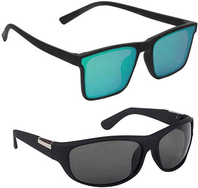 ELLIGATOR Retro Square Sunglasses(For Men & Women, Green, Black)