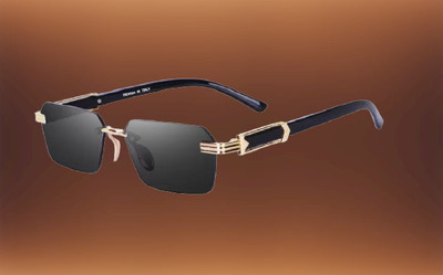 Supreno Rectangular Sunglasses(For Men & Women, Black)