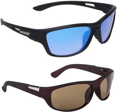 ELLIGATOR Retro Square, Sports, Wayfarer, Rectangular Sunglasses(For Men & Women, Blue, Blue)