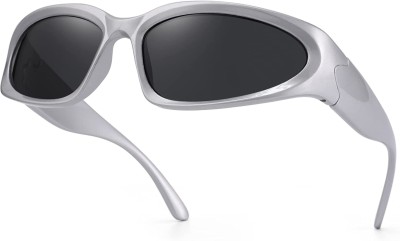 4Flaunt Wrap-around Sunglasses(For Men & Women, Grey)