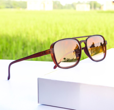 jiebo Retro Square Sunglasses(For Men & Women, Brown)