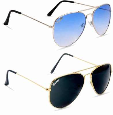 Freddy Aviator Sunglasses(For Men & Women, Blue, Black)