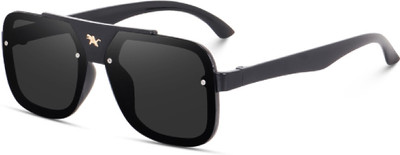 EYEXACK Retro Square Sunglasses(For Men & Women, Black)