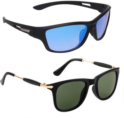 ELLIGATOR Retro Square, Sports, Wayfarer, Rectangular Sunglasses(For Men & Women, Blue, Blue)