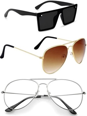 LAER Sports, Aviator Sunglasses(For Boys & Girls, Black, Clear, Brown)