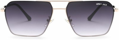 Grey Jack Rectangular Sunglasses(For Men & Women, Golden, Black)