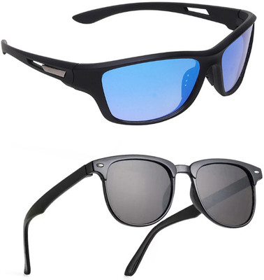 ELLIGATOR Retro Square, Sports, Wayfarer, Rectangular Sunglasses(For Men & Women, Blue, Blue)