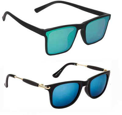 ELLIGATOR Retro Square Sunglasses(For Men & Women, Green, Blue)